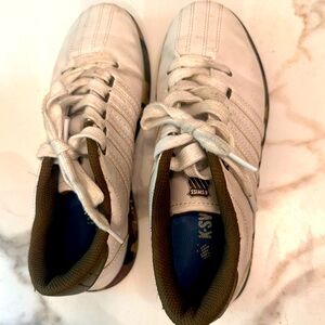 Classic K Swiss with camouflage design; worn; size 7.5